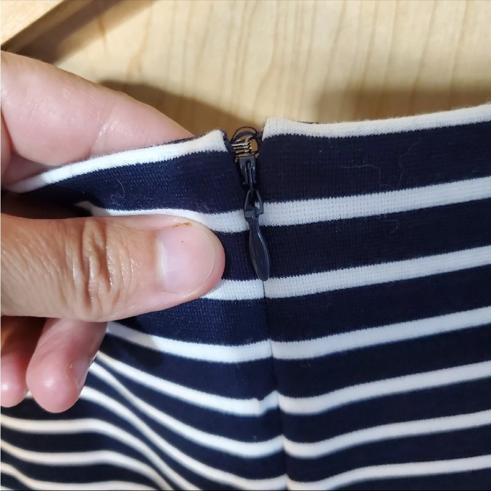 Talbots Navy Blue and White Stripe Sleeveless Dress Size Medium - Picture 2 of 8